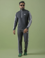 Men’s Premium Sports Tracksuit – Black | 3-Stripe Athletic Wear | Winter Gym & Casual Outfit