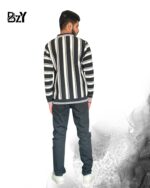 Men’s Old Money Black & White Vertical Striped Shirt | Premium Long Sleeve Classic Elegance - Image 4