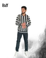 Men’s Old Money Black & White Vertical Striped Shirt | Premium Long Sleeve Classic Elegance